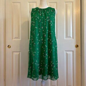NWT DKNY Green Floral Trapeze Dress Women's Size 8